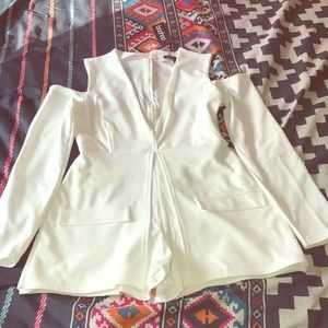 White Romper with Cut Out Shoulders